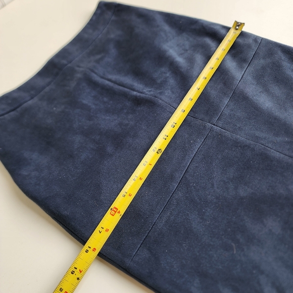 The Limited Womens Faux Suede Navy Blue Pencil Skirt Retro Chic Stretch Pencil 4 - Picture 3 of 10